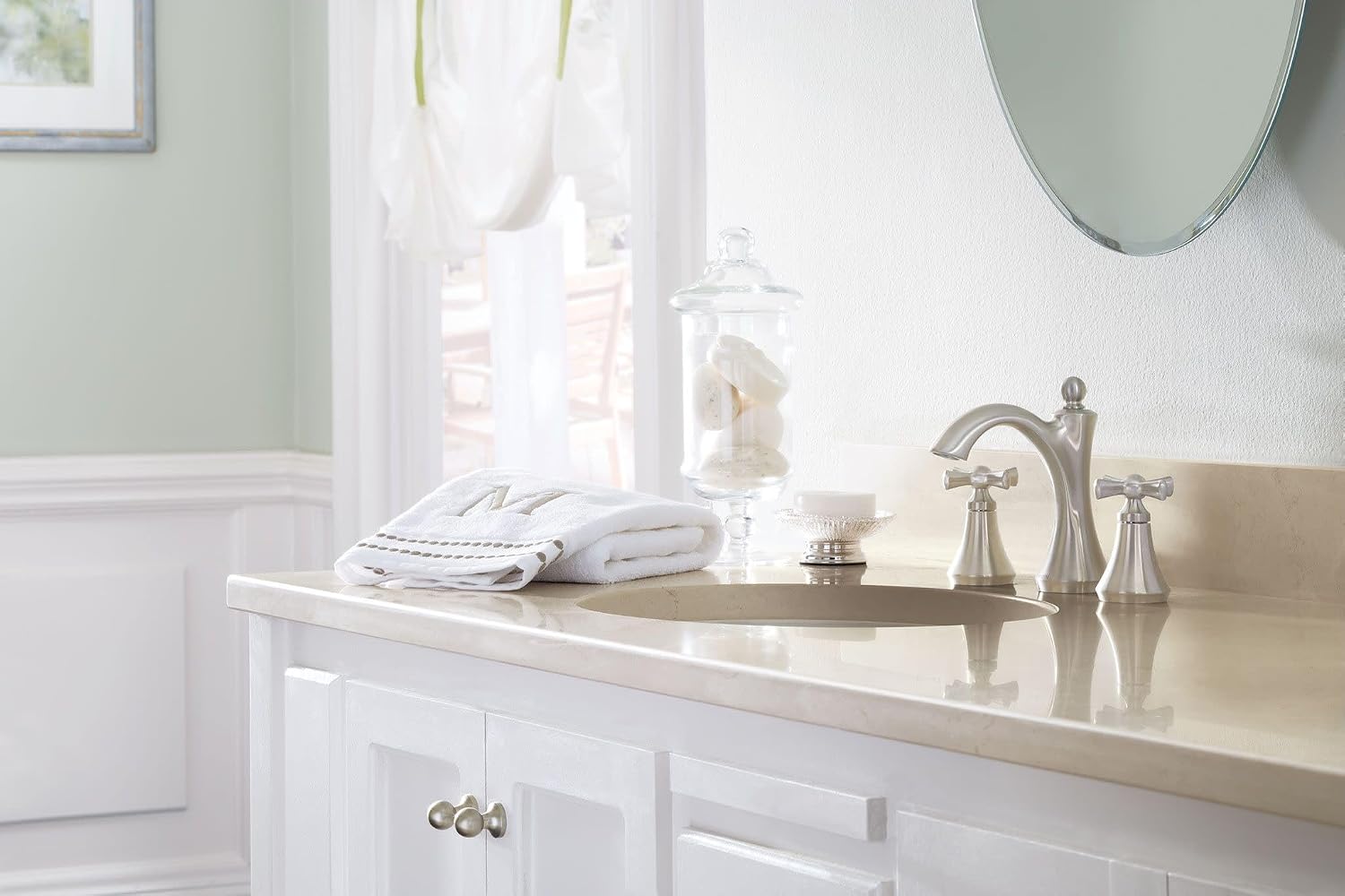 Moen T4524BN Wynford Two-Handle High Arc Bathroom Faucet, Brushed Nickel