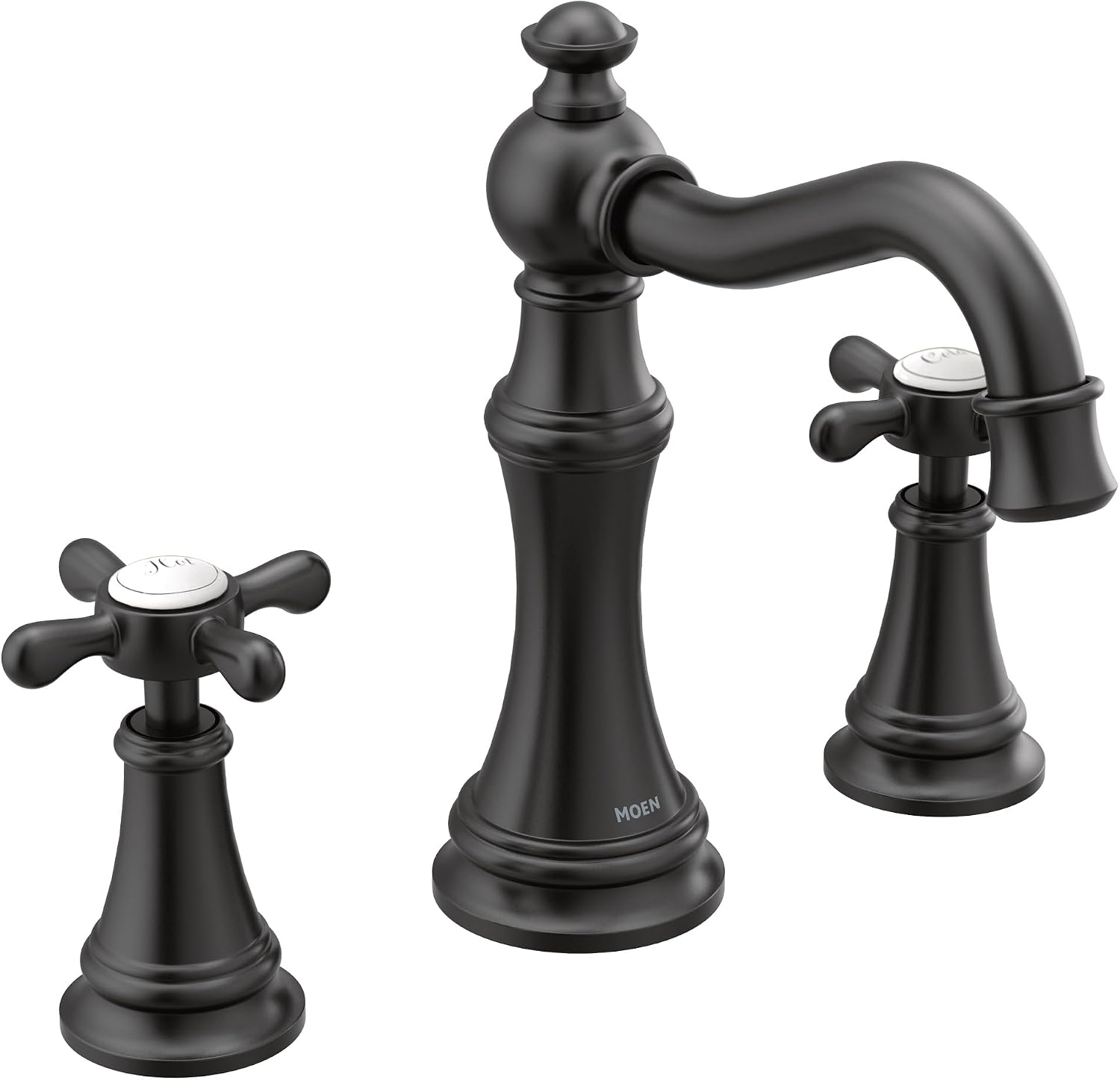 Moen TS42114BL Weymouth Two-Handle Widespread Cross Handle Bathroom Faucet Trim Kit, Valve Required, Matte Black