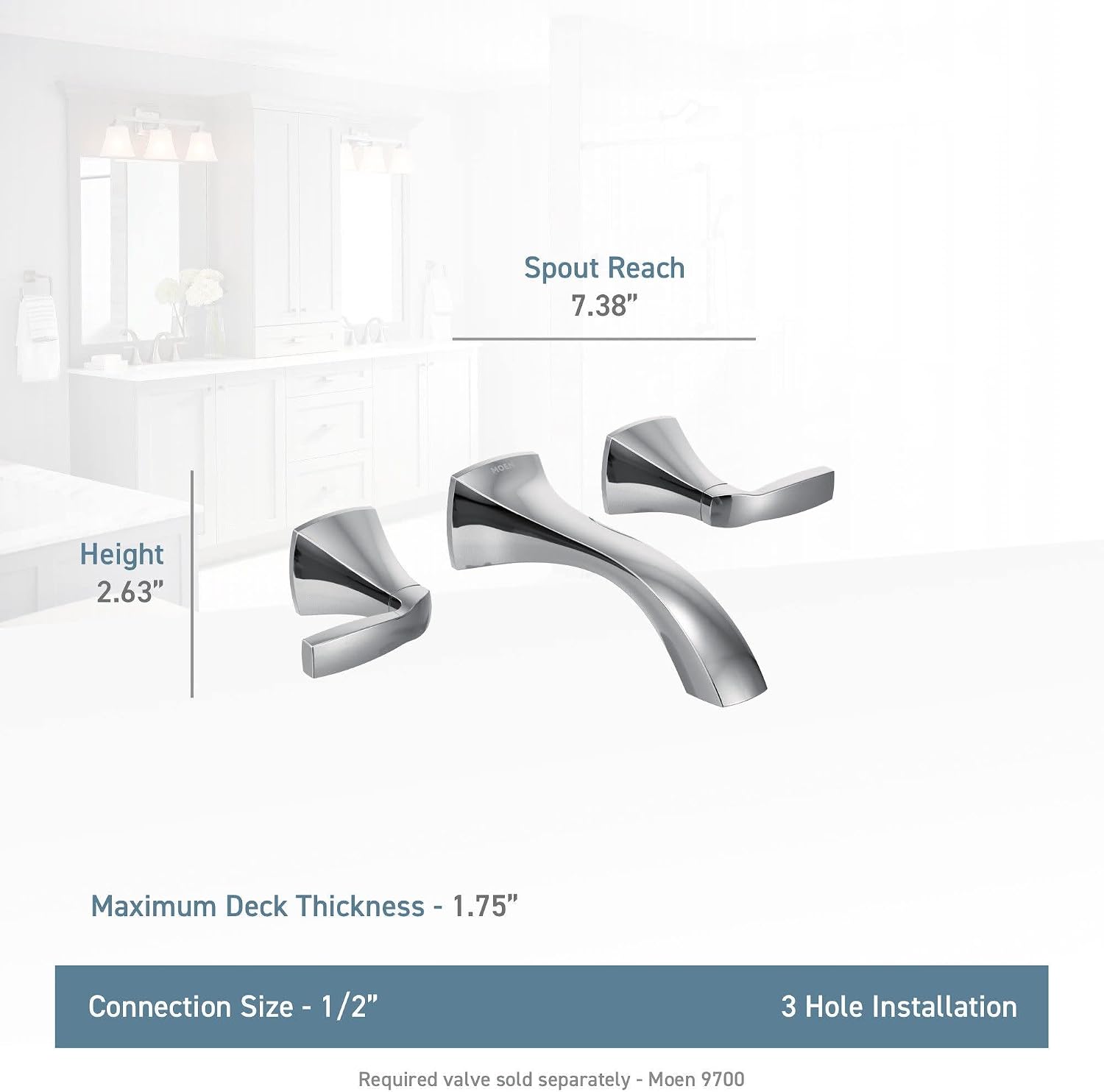 Moen Voss Wall Mount Bathroom Faucet Trim, Valve Required, Brushed Gold, T6906BG