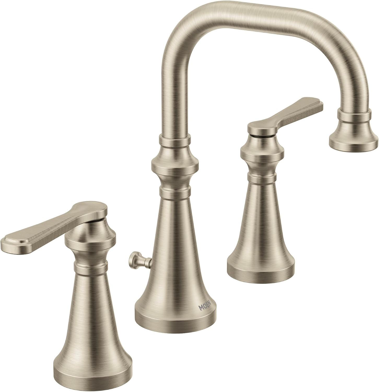 Moen TS44102BN Colinet Traditional Two-Handle Widespread High-Arc Bathroom Faucet with Lever Handles, Valve Required, Brushed Nickel