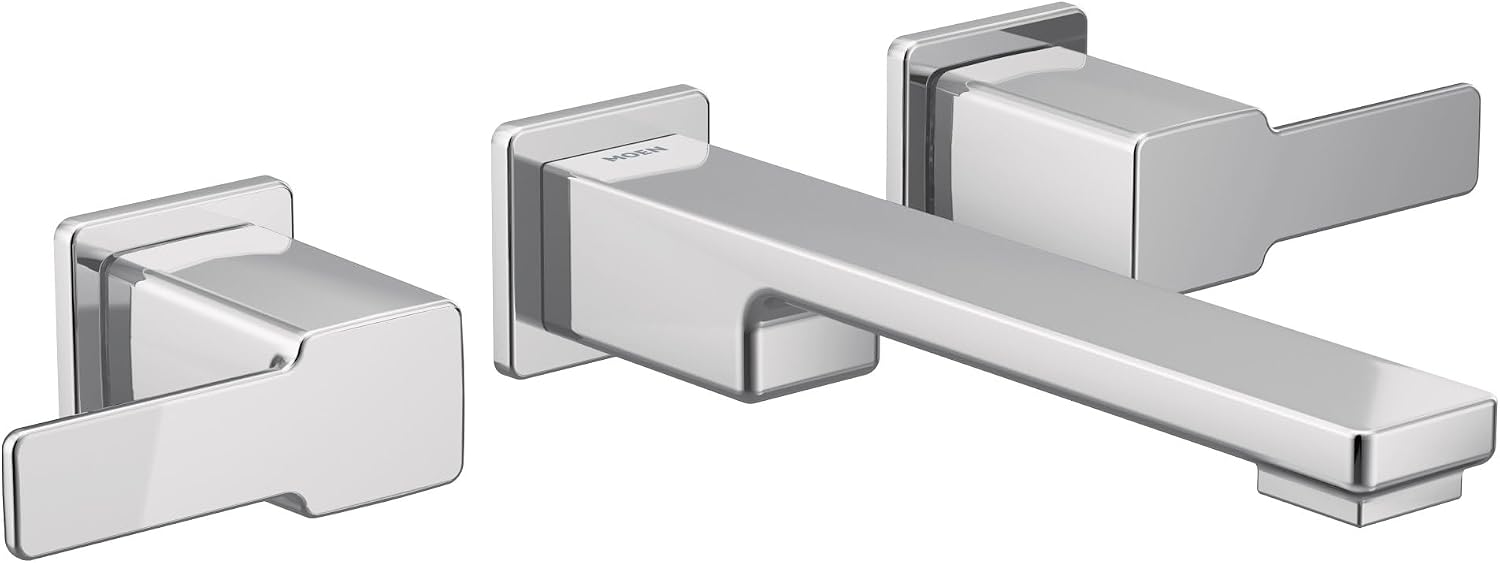 Moen TS6731 90 Degree Two-Handle Wall Mount Bathroom Faucet Trim, Valve Required, Chrome