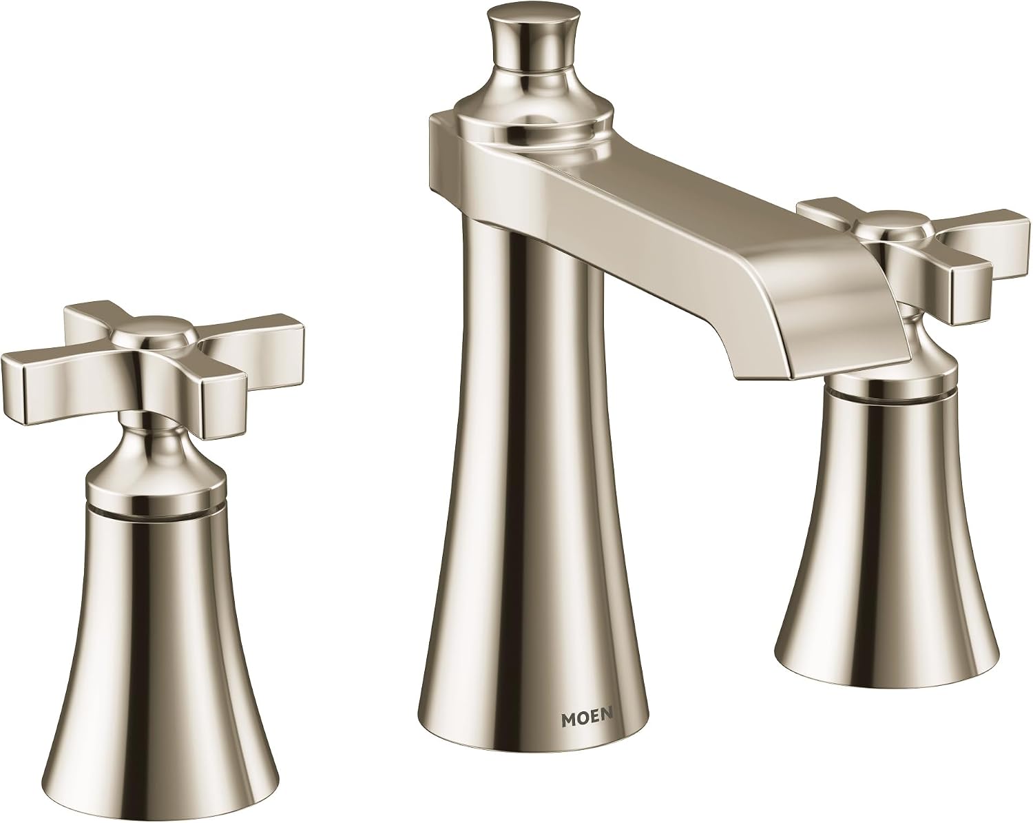 Moen TS6985NL Flara Two-Handle 8 in. Widespread Cross Handle Bathroom Faucet Trim Kit, Valve Required, Polished Nickel