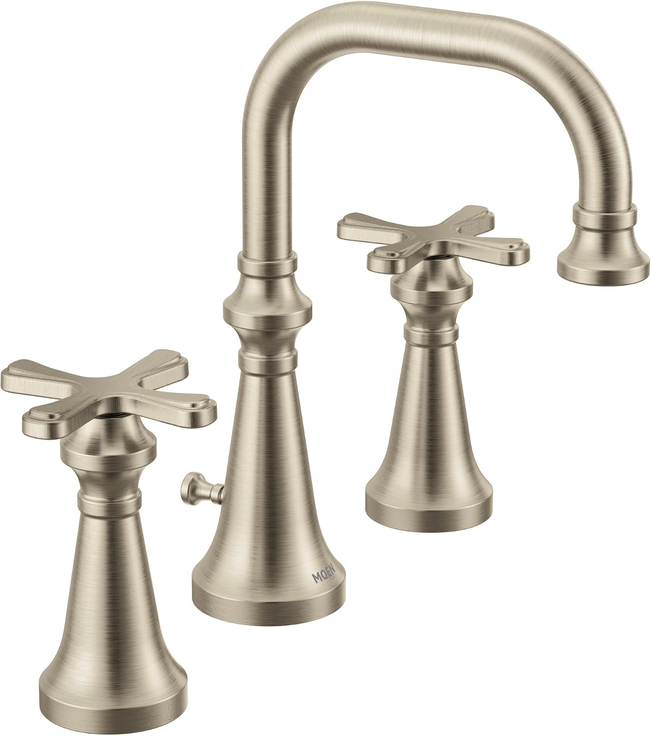 Moen TS44105BN Colinet Traditional Cross Handle Wall Mount Bathroom Faucet Trim, Valve Required, Brushed Nickel