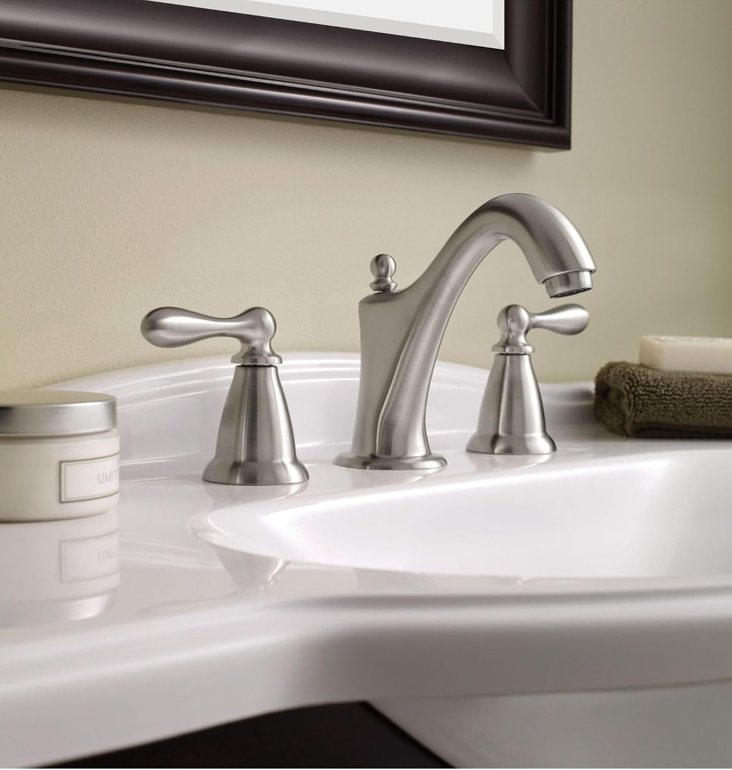 Moen WS84440SRN Two-Handle High Arc Bathroom Faucet, Spot Resist Brushed Nickel