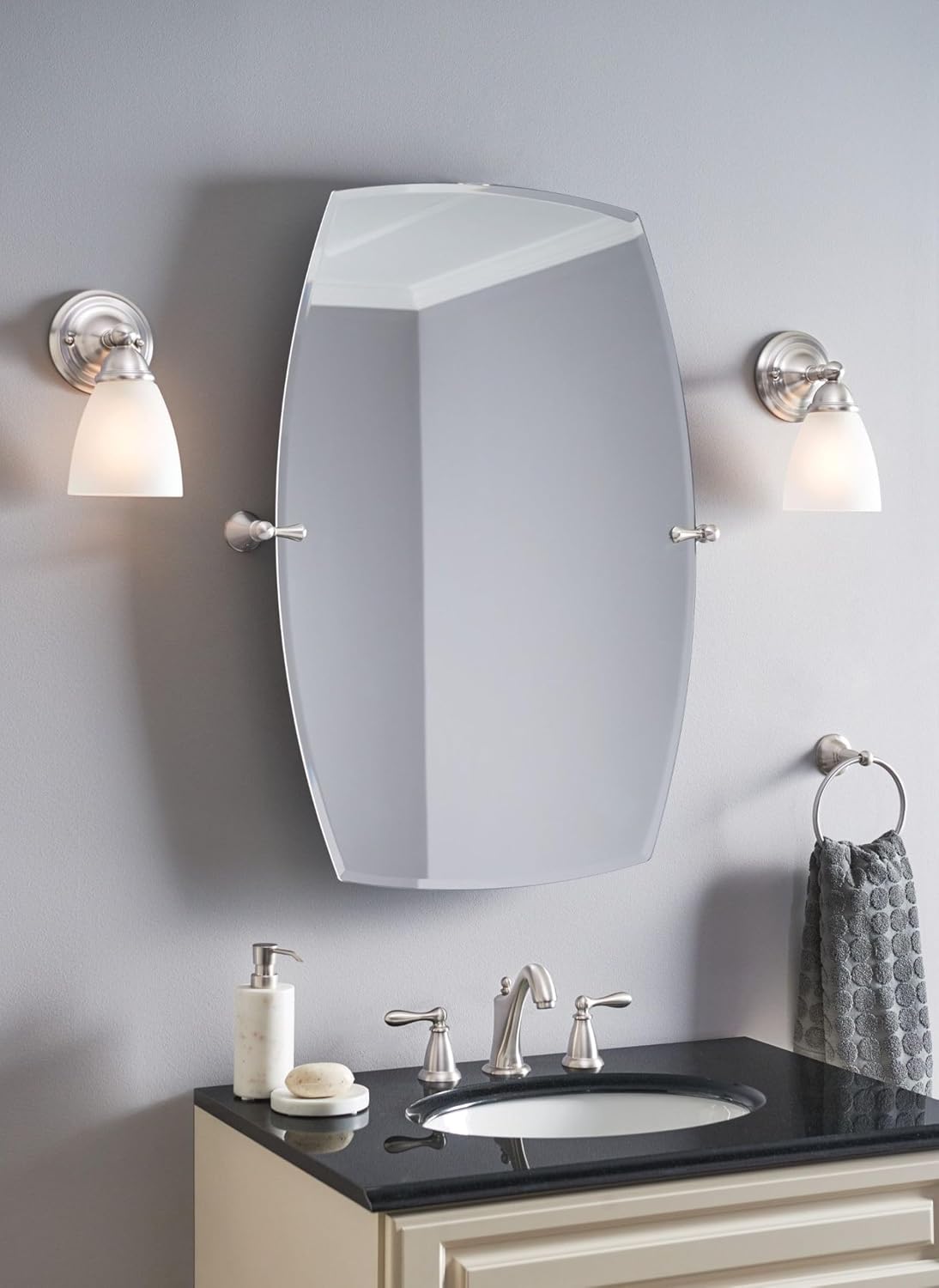 Moen WS84440SRN Two-Handle High Arc Bathroom Faucet, Spot Resist Brushed Nickel