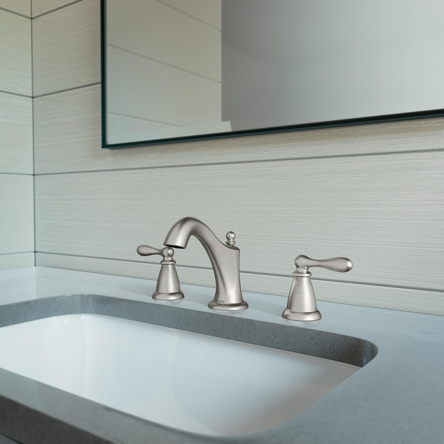 Moen WS84440SRN Two-Handle High Arc Bathroom Faucet, Spot Resist Brushed Nickel