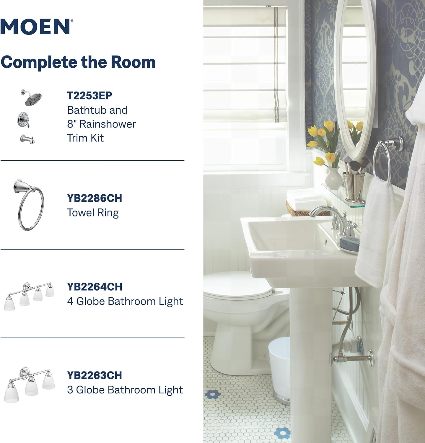 Moen Brantford Widespread Bathroom Faucet, Chrome, TV6620