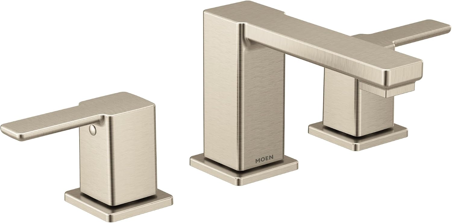 Moen TS6721BN 90 Degree Two-Handle Widespread Modern Bathroom Faucet, Valve Required, Brushed Nickel