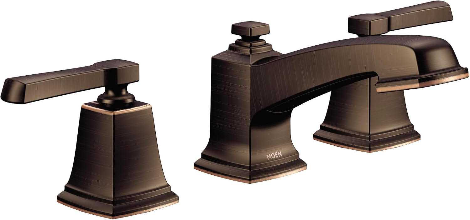 Moen Boardwalk Two-Handle High Arc Widespread Bathroom Sink Faucet for 3-Hole Setups with Valve Included, Mediterranean Bronze, TV6220BRB