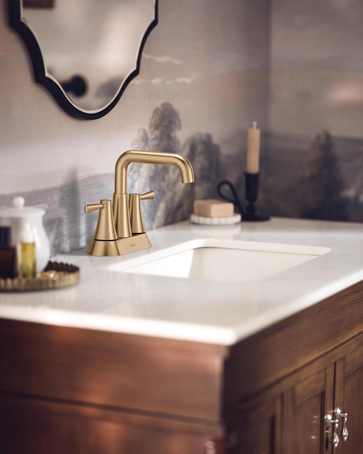 Moen Ronan Centerset Bathroom Faucet, Bronzed Gold, 84025BZG