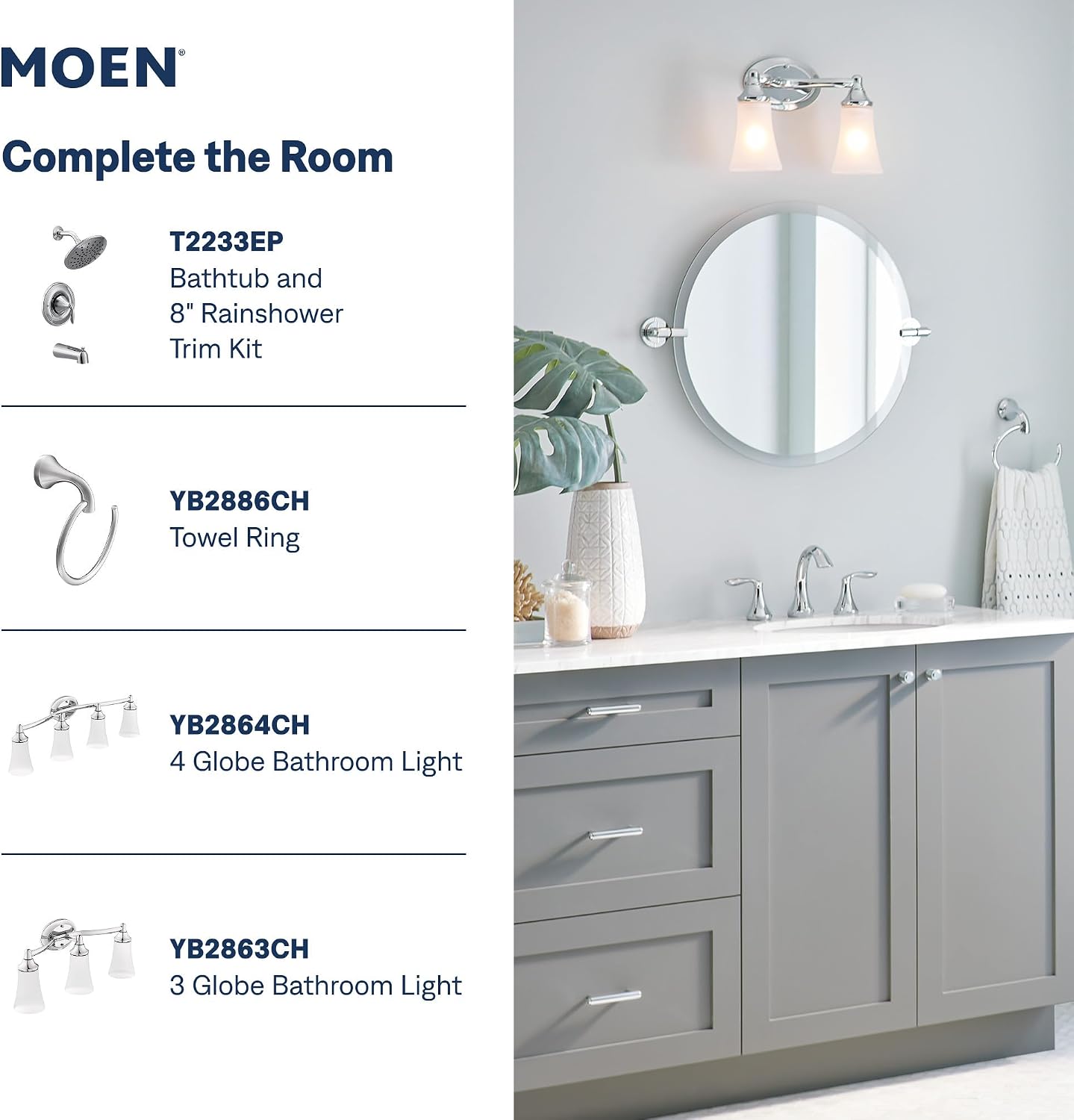 Moen Eva Widespread Bathroom Faucet, Chrome, TV6420
