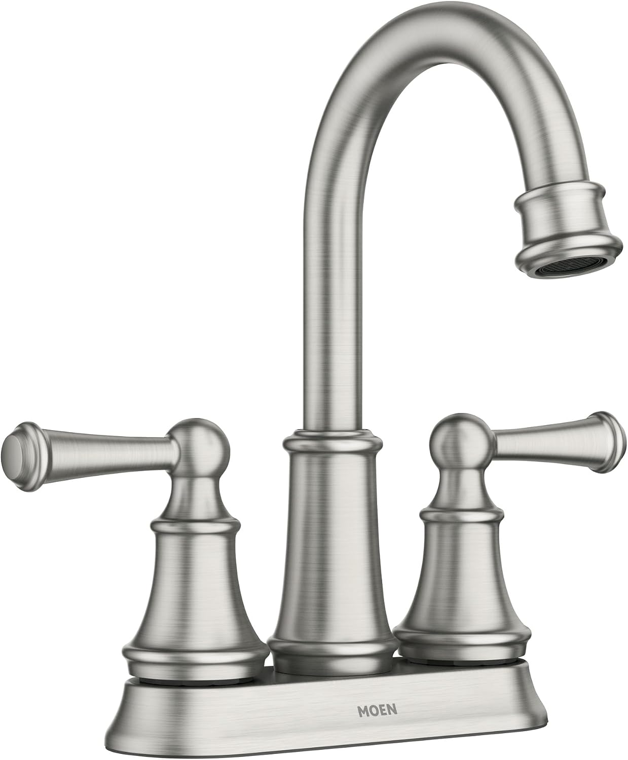 Moen Brecklyn Spot Resist Brushed Nickel Two Handle Centerset Lavatory Faucet, 3-Hole Bathroom Sink Faucet, 84162SRN