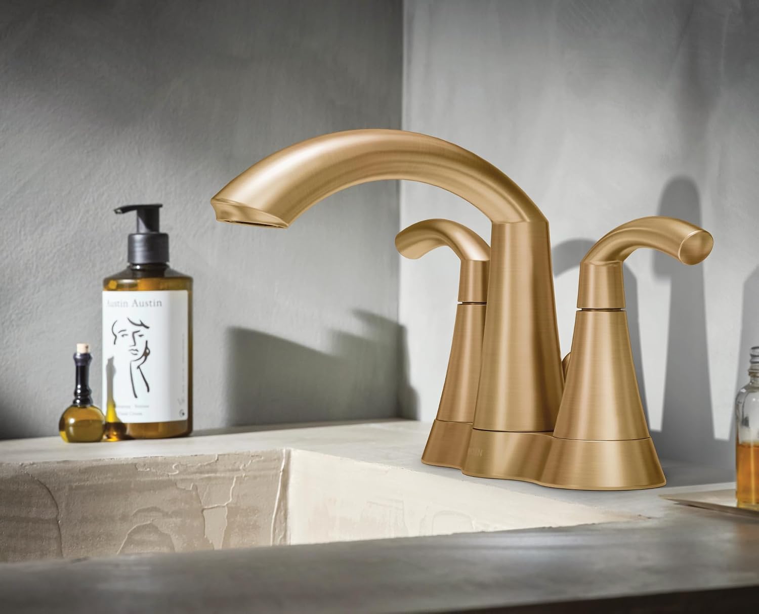 Moen Glyde Centerset Bathroom Faucet, Bronzed Gold, 6172BZG