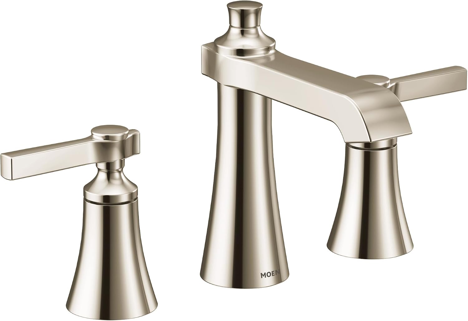 Moen TS6984NL Flara Two-Handle 8 in. Widespread Lever Handle Bathroom Faucet Trim Kit, Valve Required, Polished Nickel