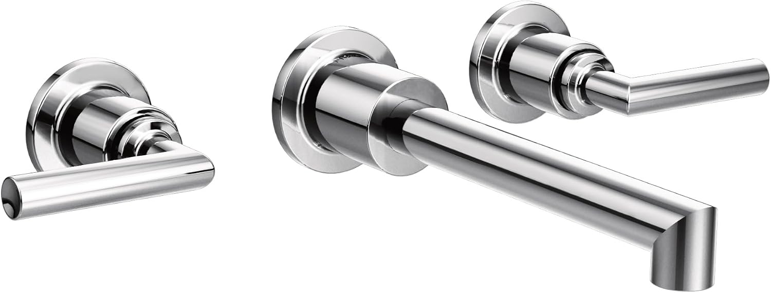 Moen TS43003 Arris Two-Handle Wall Mount Bathroom Faucet Trim, Valve Required, Chrome