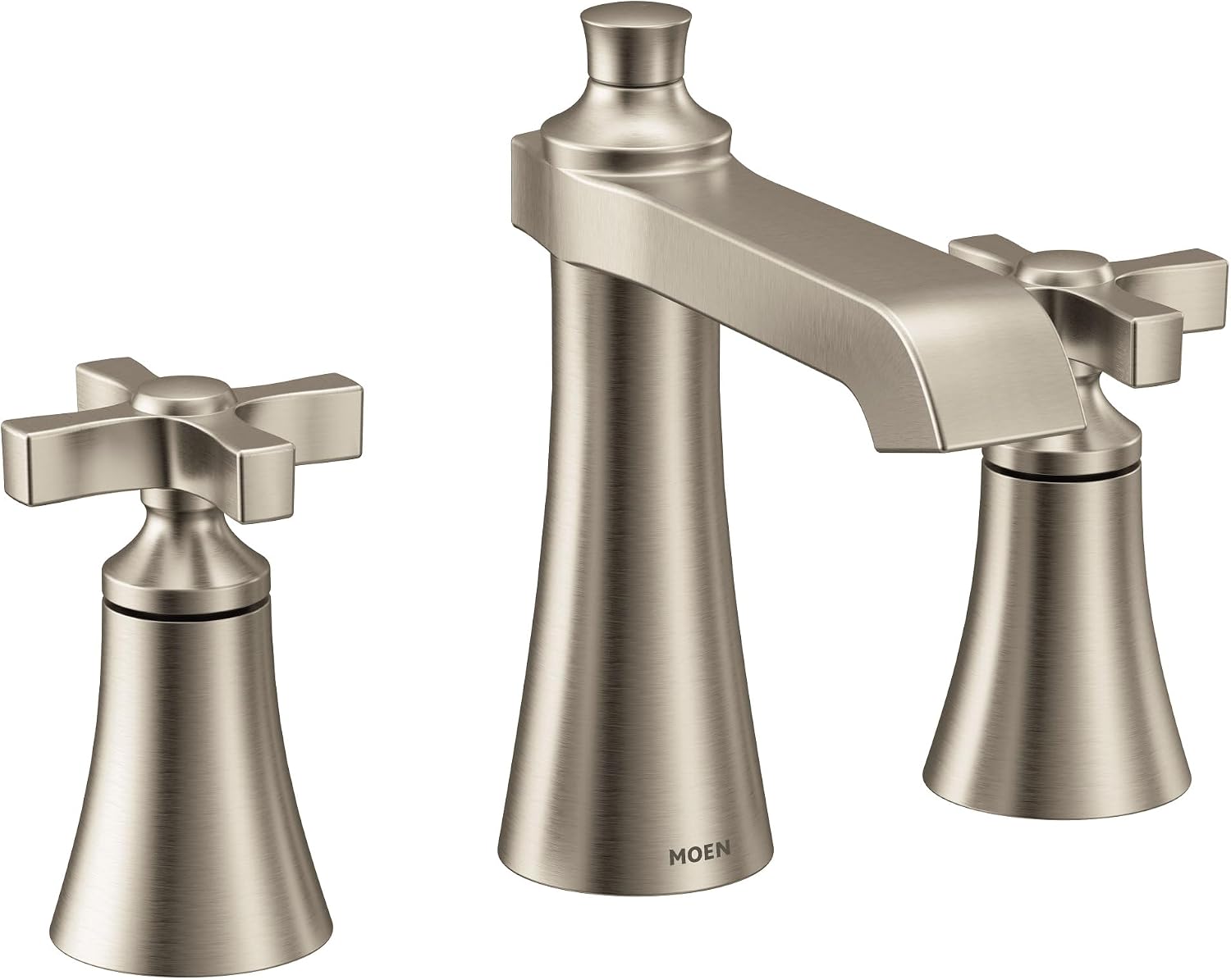 Moen TS6985BN Flara Two-Handle 8 in. Widespread Cross Handle Bathroom Faucet Trim Kit, Valve Required, Brushed Nickel