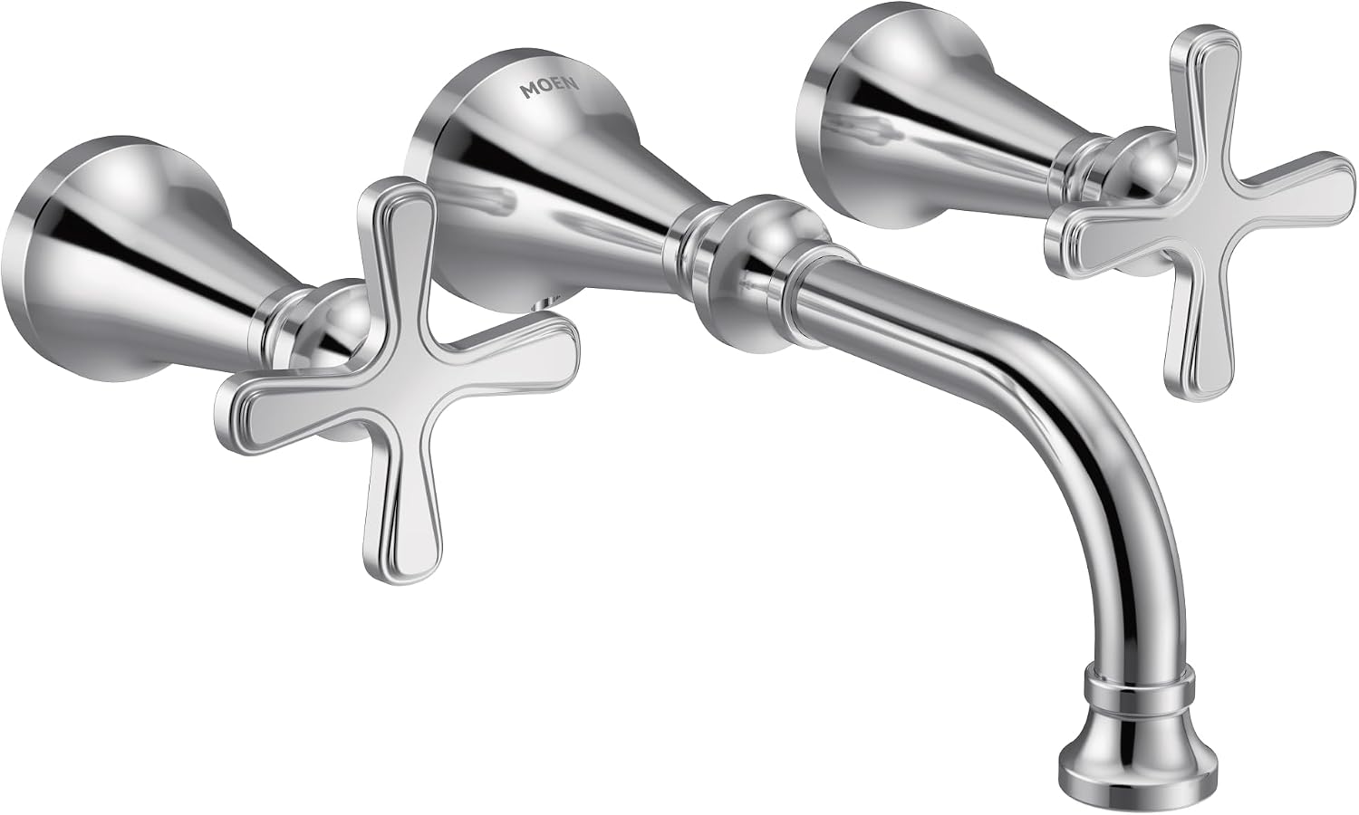 Moen TS44105 Colinet Traditional Cross Handle Wall Mount Bathroom Faucet Trim, Valve Required, Chrome