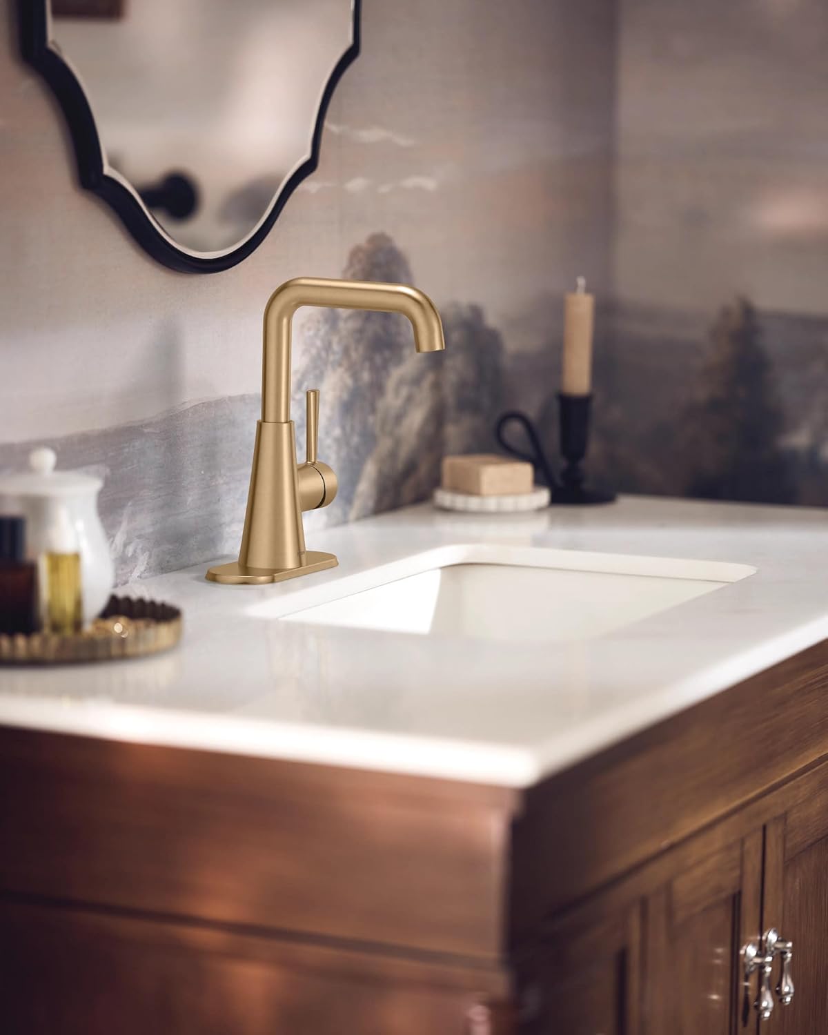 Moen Ronan Single Hole Bathroom Faucet, Bronzed Gold
