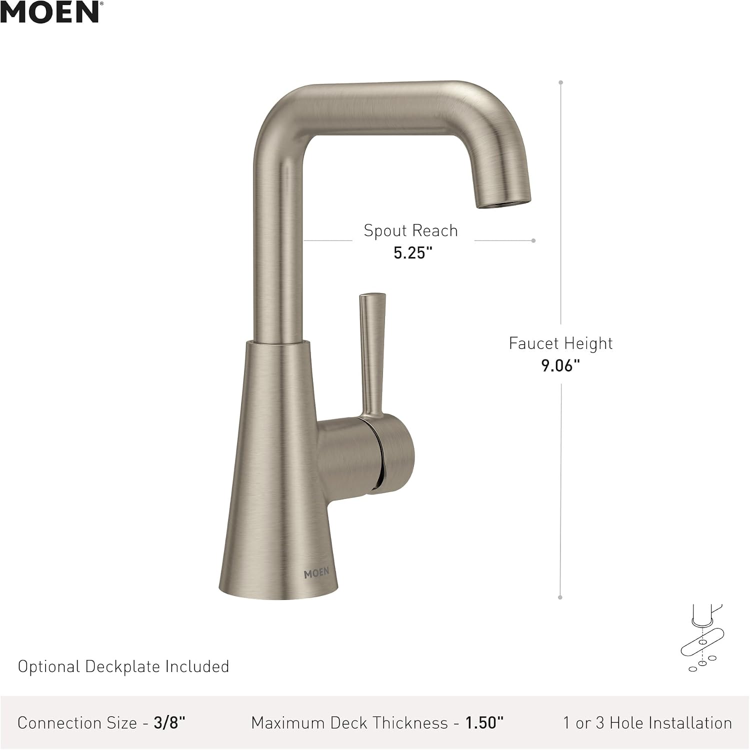 Moen Ronan Single Hole Bathroom Faucet, Bronzed Gold