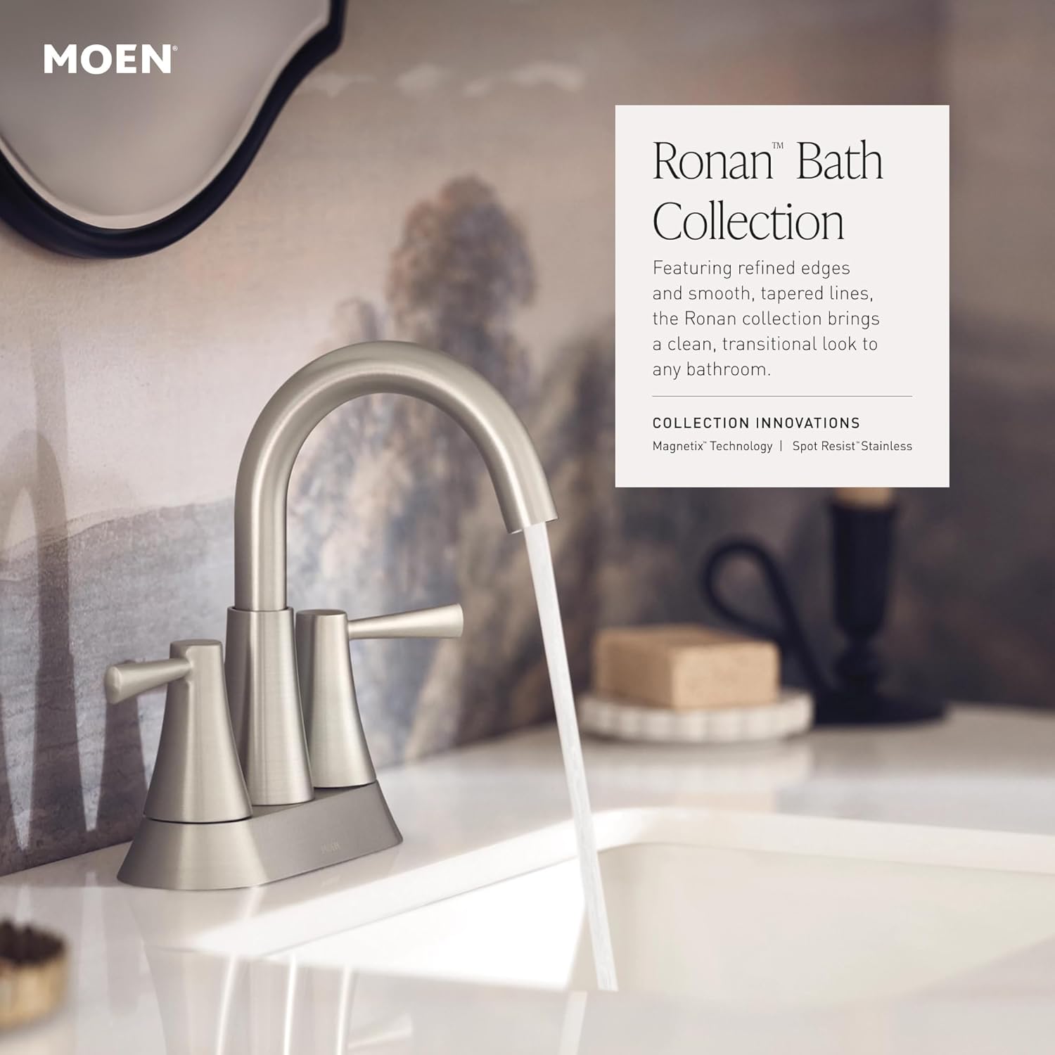 Moen Ronan Single Hole Bathroom Faucet, Bronzed Gold