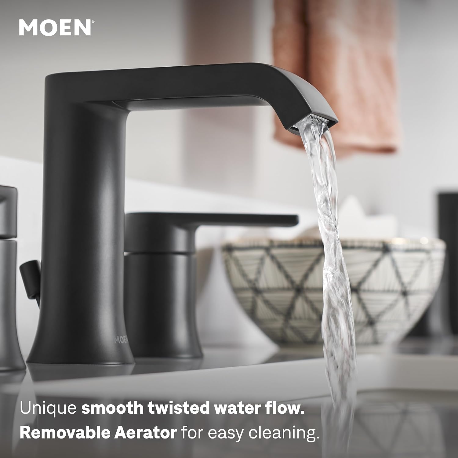 Moen Genta LX Two Handle Widespread Bathroom Sink Faucet in Matte Black