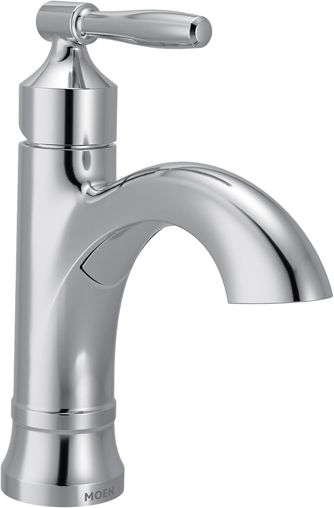 Moen Halle Chrome One-Handle Single Hole Bathroom Sink Faucet with Optional Deckplate, 84970C