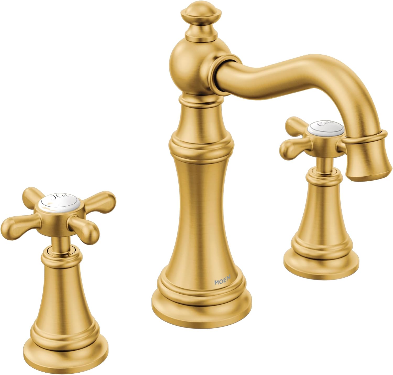 Moen Weymouth Brushed Gold Two-Handle Widespread Cross Handle Bathroom Faucet Trim Kit, Valve Included, TVS42114BG