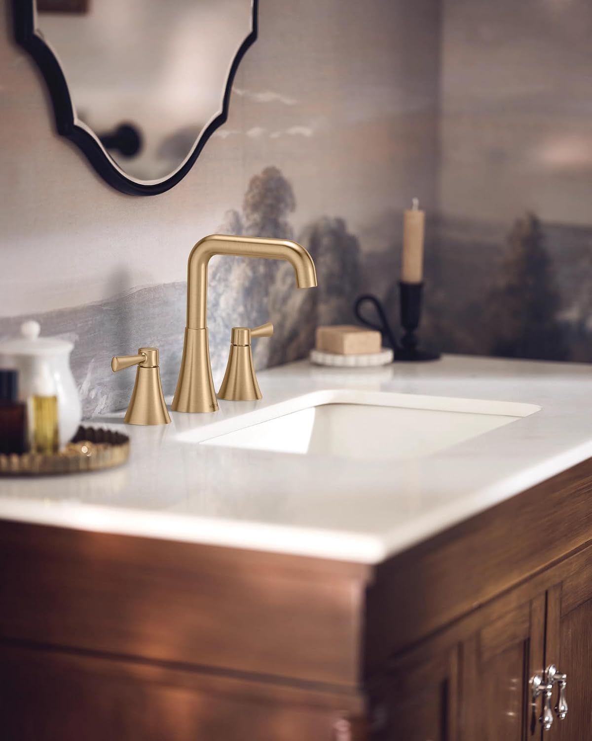 Moen Ronan Widespread Bathroom Faucet, Bronzed Gold, 84026BZG