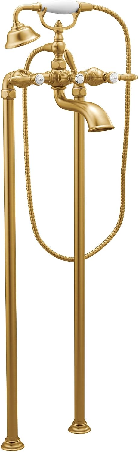 Moen S22110BG Weymouth Two-Handle Tub Filler with Lever-Handles and Handshower Bronzed Gold
