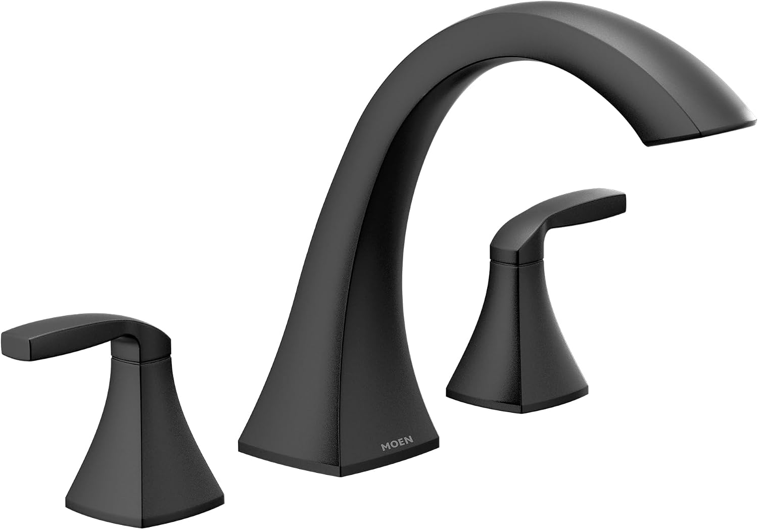 Moen Voss Matte Black Two-Handle Deck Mount Roman Tub Faucet Trim Kit, Valve Required, T693BL