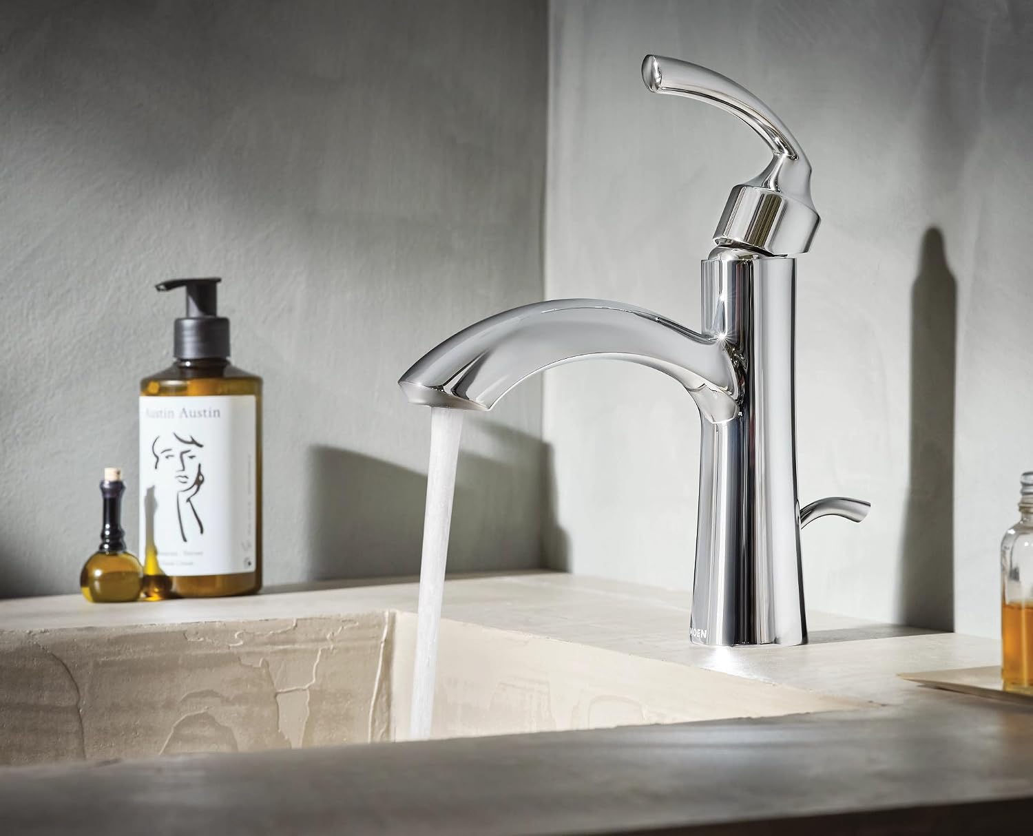 Moen 6170 Glyde Single Handle Bathroom Sink Faucet with Optional Deckplate, Chrome
