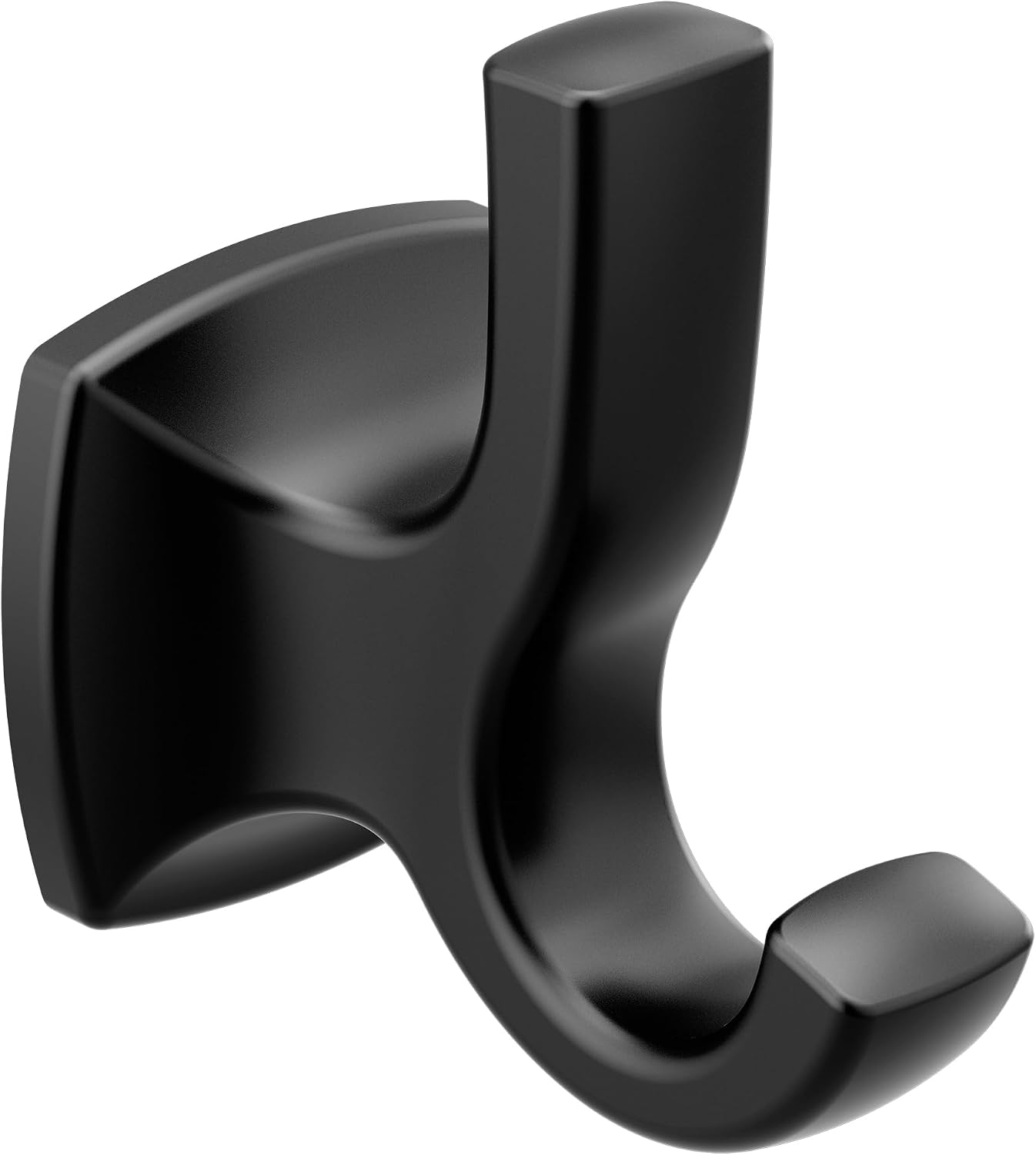 Moen Voss Matte Black Double Robe Hook for Bathroom Towels, YB5103BL