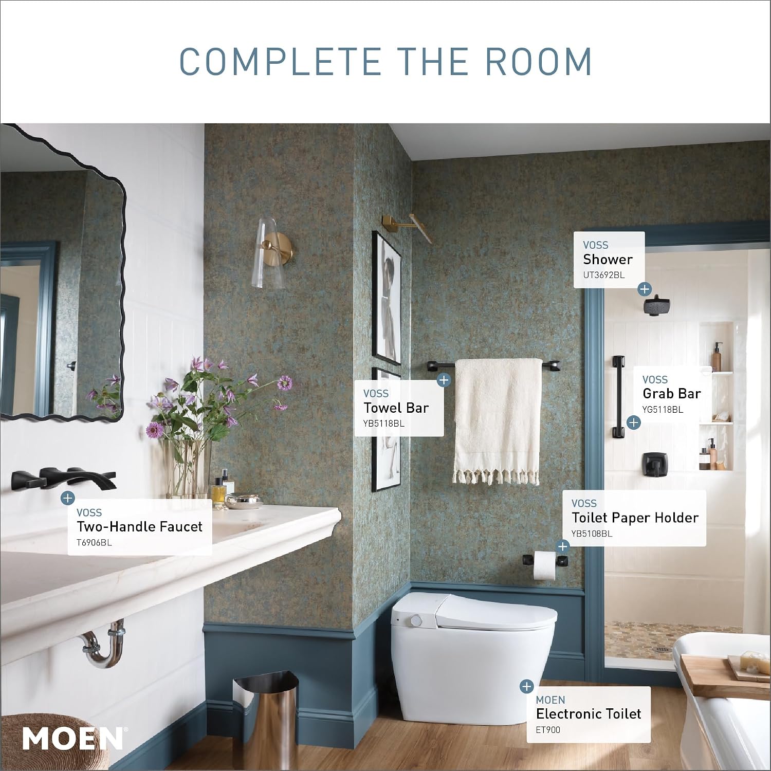 Moen Waterhill Glass Shelf with Pivoting Rail, Nickel, YB9899NL