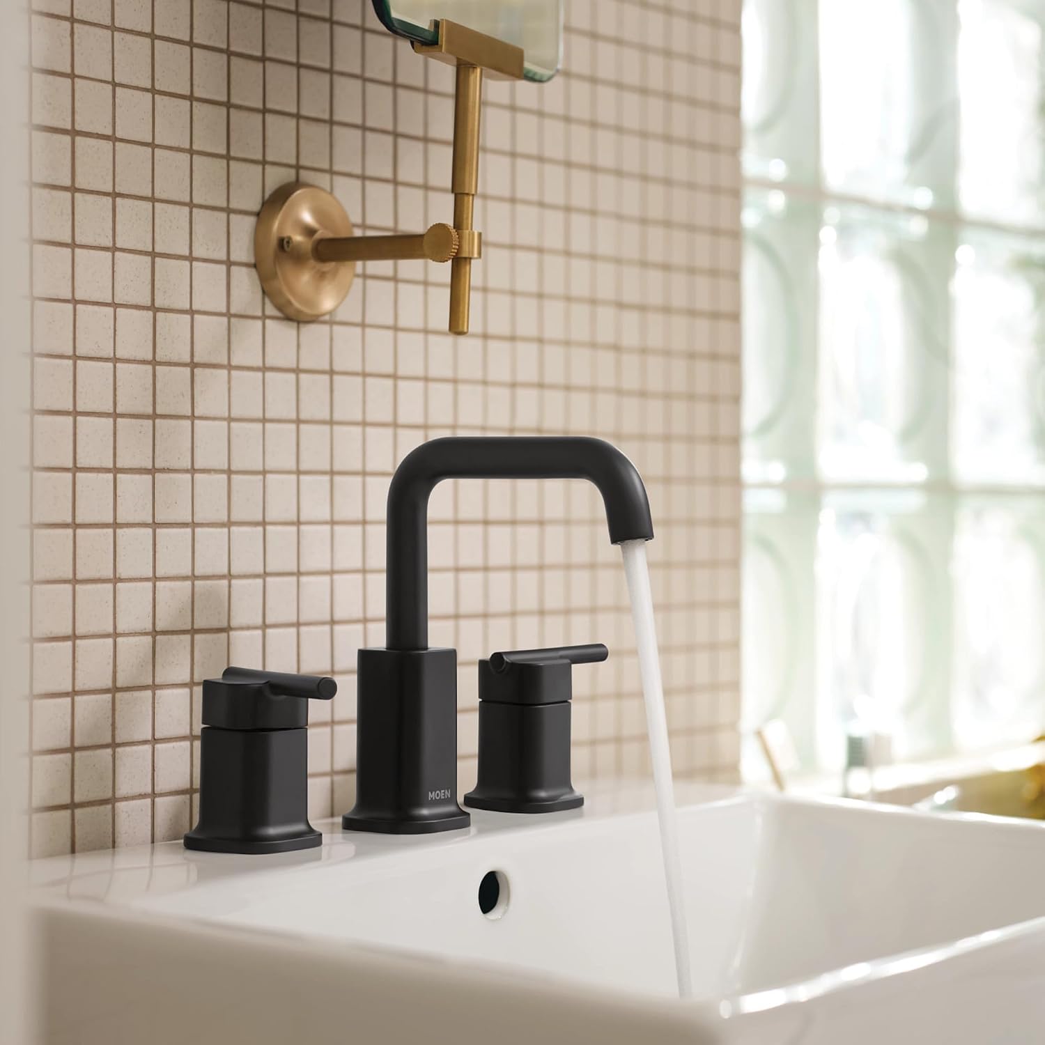 Moen Inara Widespread Bathroom Faucet, Matte Black, 84043BL