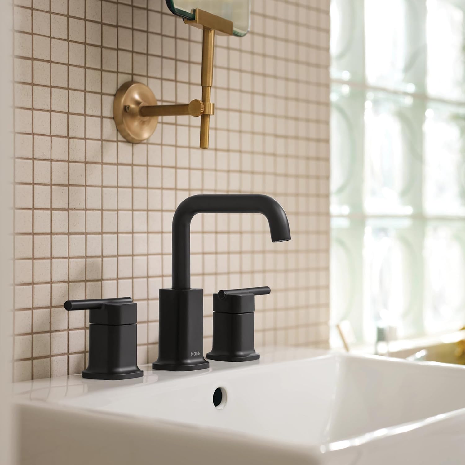 Moen Inara Widespread Bathroom Faucet, Matte Black, 84043BL