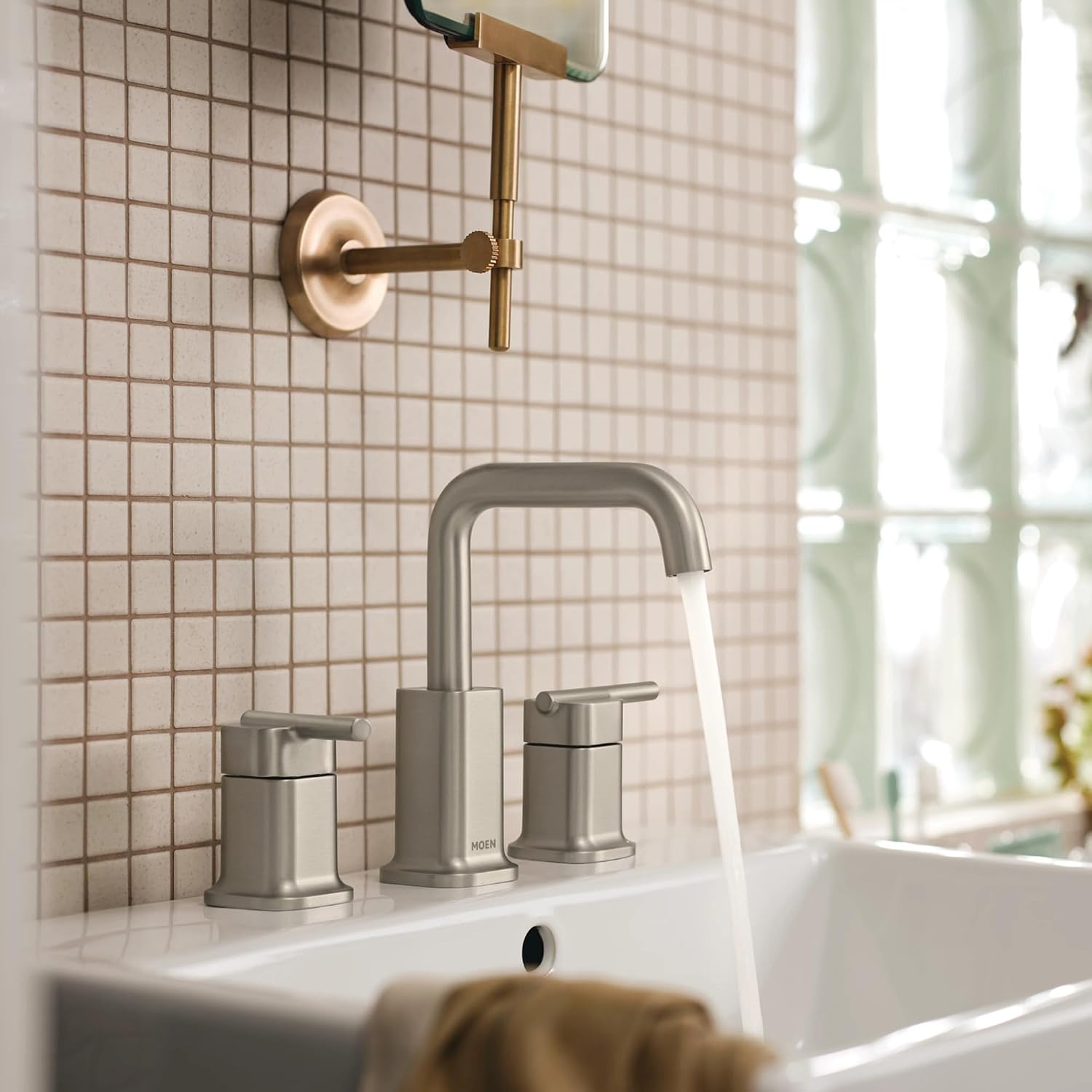 Moen Inara Widespread Bathroom Faucet, Spot Resist Nickel, 84043SRN