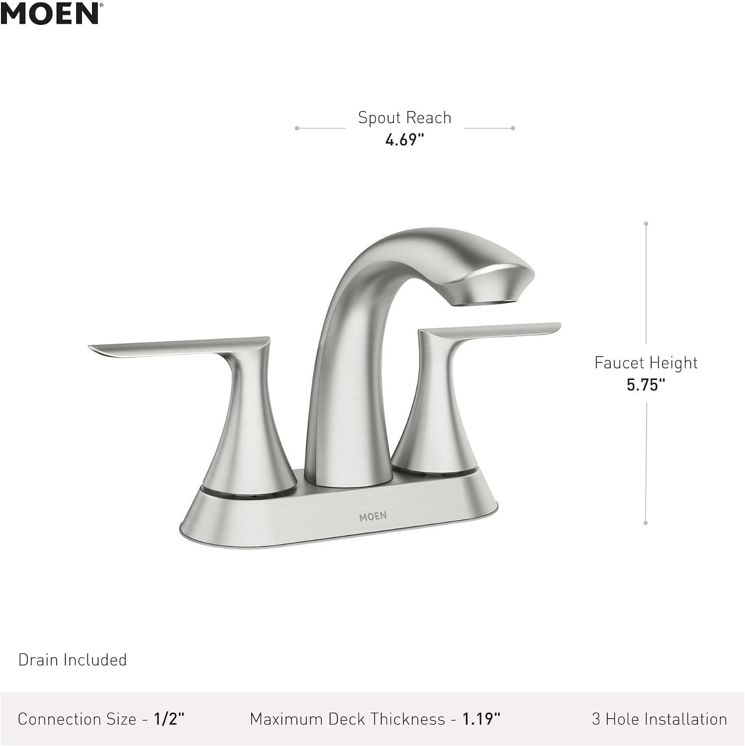 Moen Findlay Matte Black Two Handle 4-Inch Centerset Bathroom Faucet, 84515BL