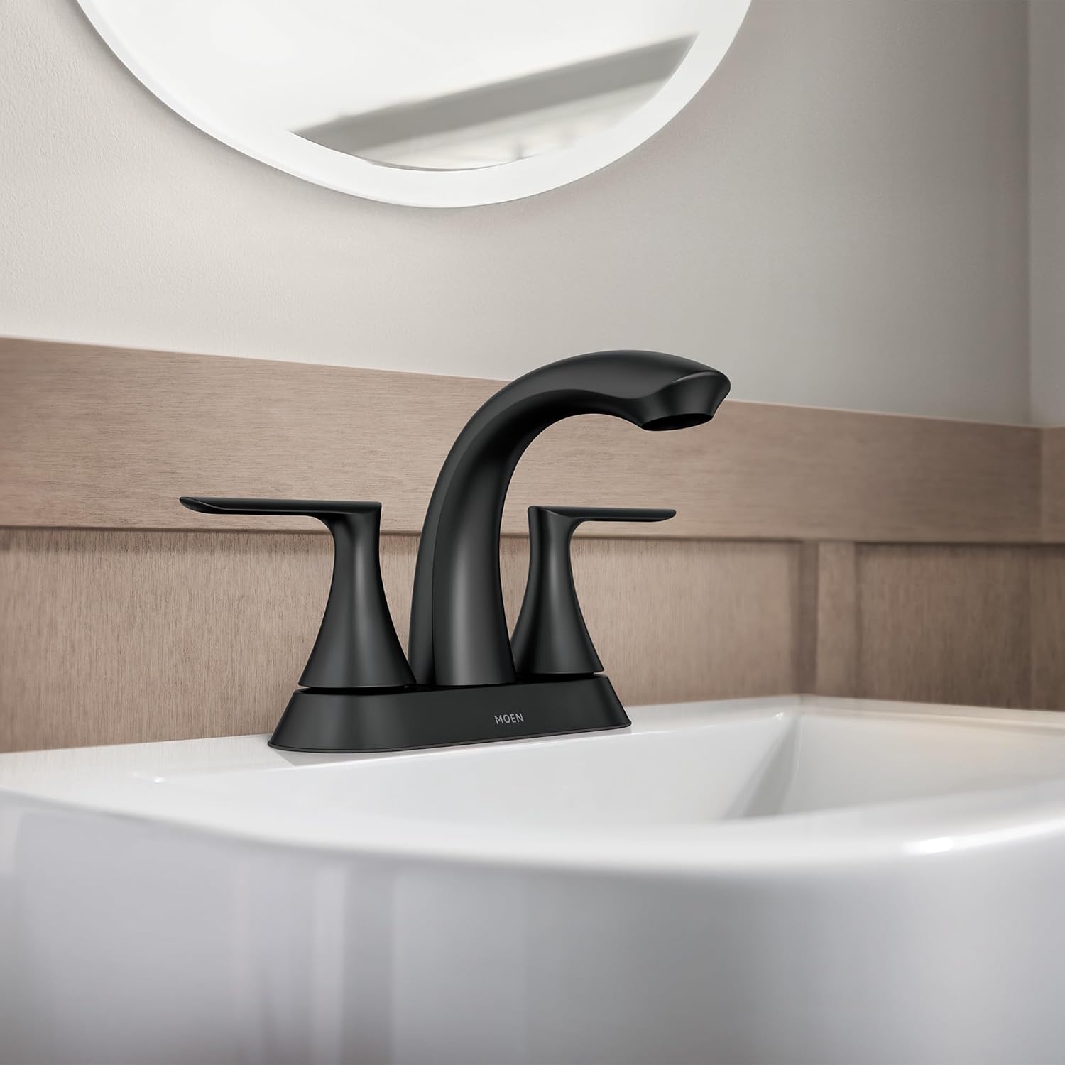 Moen Findlay Matte Black Two Handle 4-Inch Centerset Bathroom Faucet, 84515BL