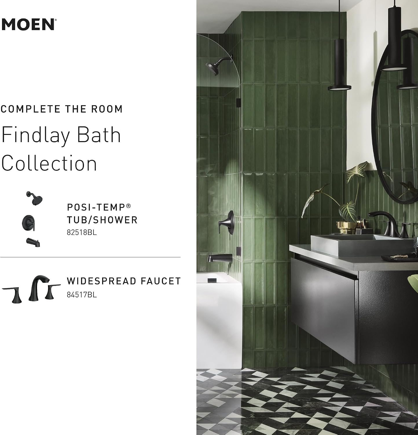 Moen Findlay Matte Black Two Handle 4-Inch Centerset Bathroom Faucet, 84515BL