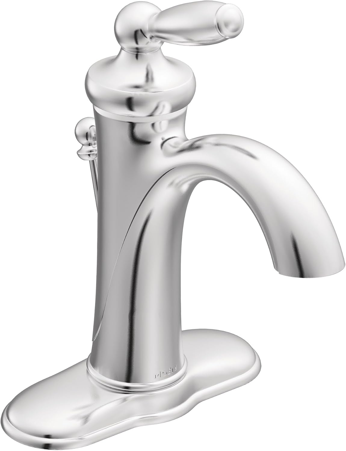 Moen Brantford Chrome One-Handle Traditional Bathroom Sink Faucet with Optional Deckplate and Available Vessel Sink Extension Kit, 6600