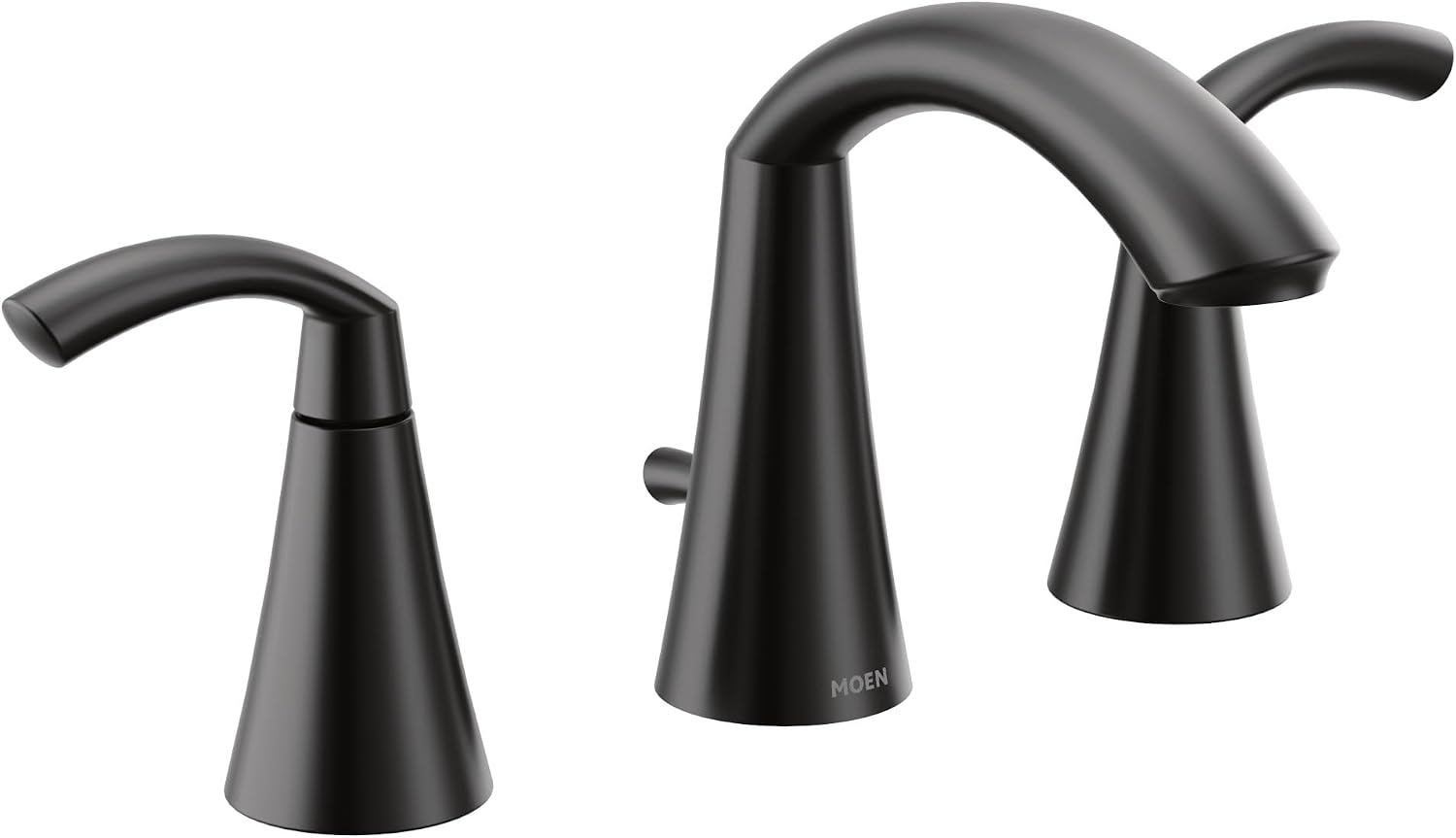 Moen T6173BL Glyde Two-Handle 8-Inch Widespread High Arc Modern Bathroom Sink Faucet, Valve Required, Matte Black