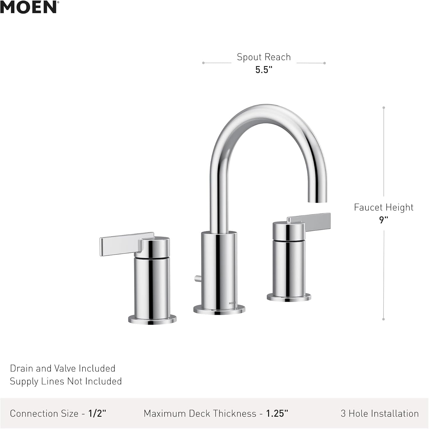 Moen Cia Widespread Bathroom Faucet with Valve, Brushed Nickel, TV6222BN