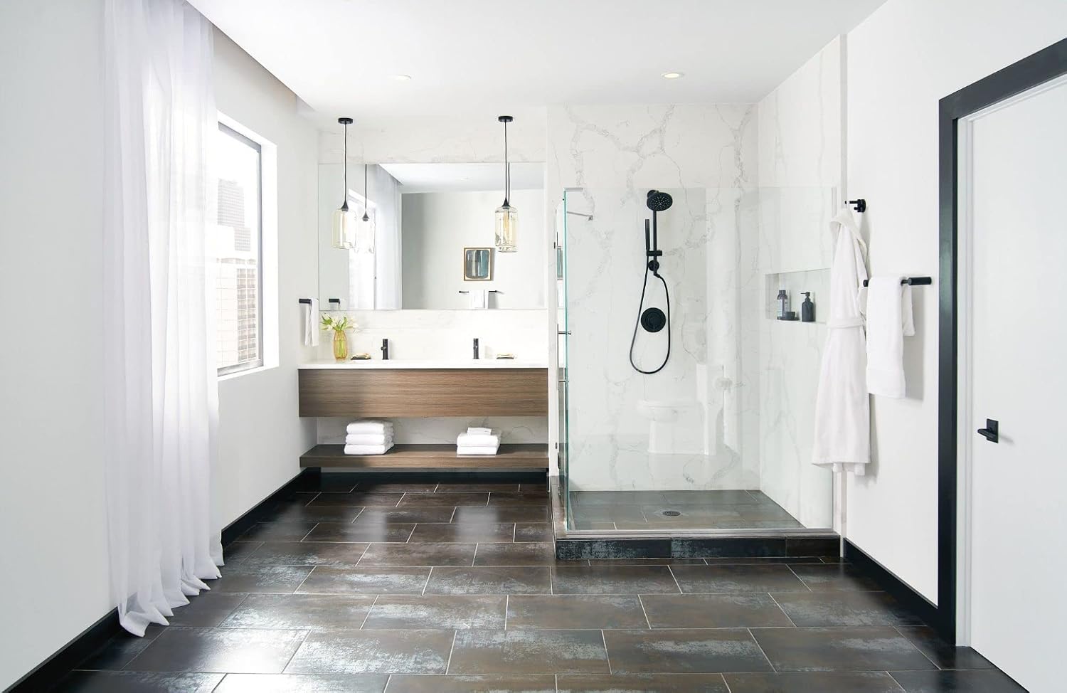 Moen Align Matte Black 18 inch Modern Single -Towel Bar, YB0418BL
