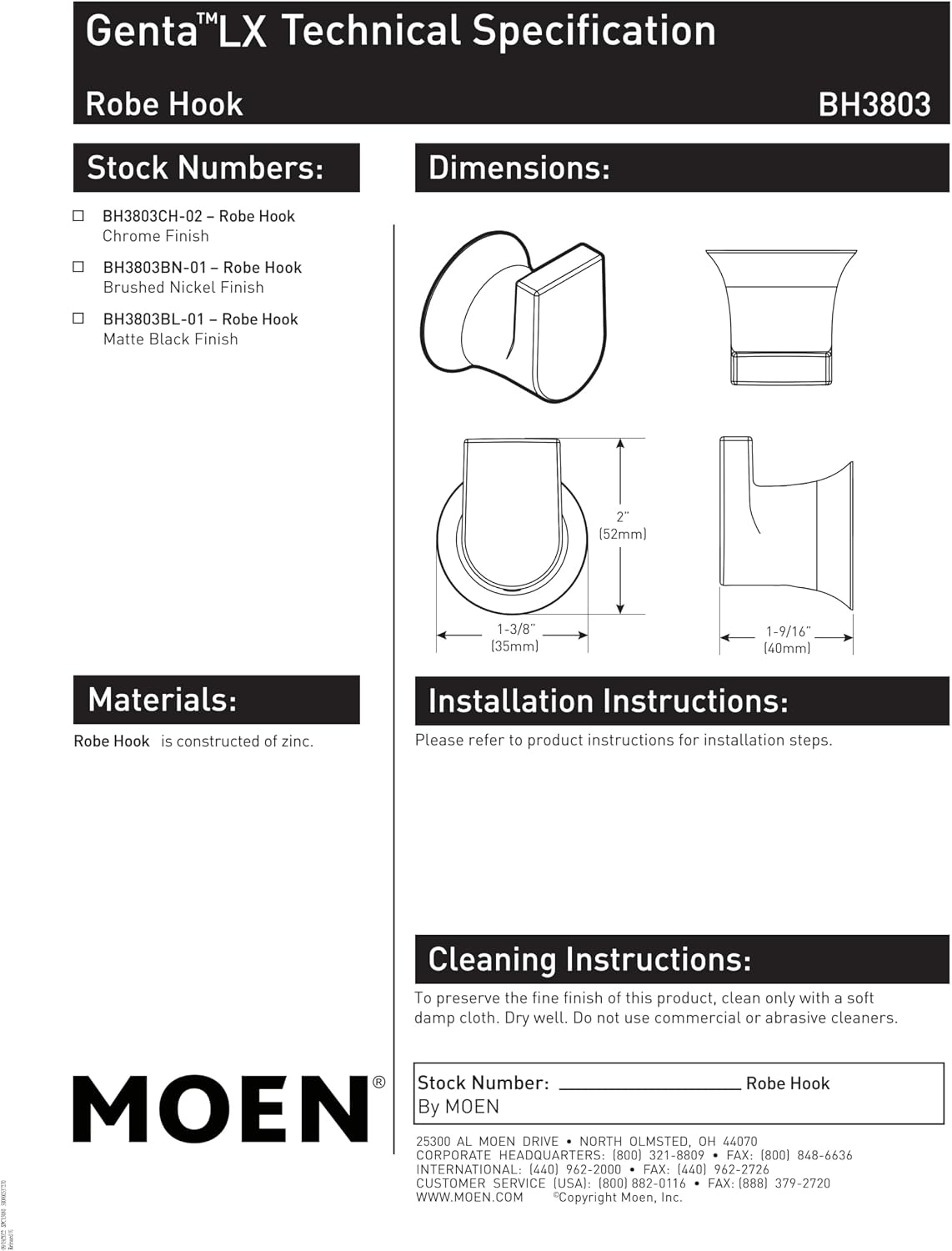 Moen BH3808BL Genta LX Pivoting Toilet Paper Holder, Matte Black