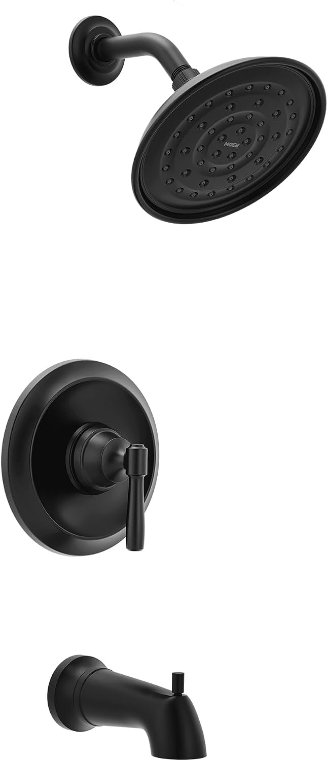 Moen Halle Tub & Shower Trim Kit with Valve, Matte Black, 82970BL