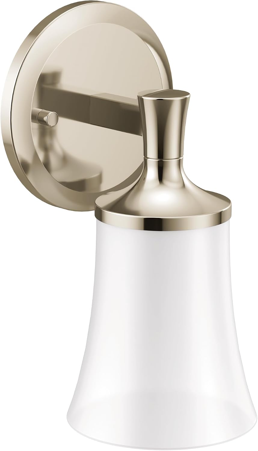 Moen YB0361NL Flara 1-Light Dual-Mount Bath Bathroom Vanity Light Fixture with Frosted Glass, Polished Nickel