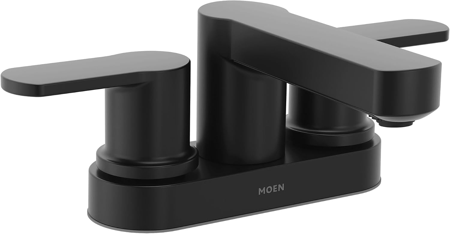 Moen Laris Centerset Bathroom Faucet, Matte Black, 84015BL