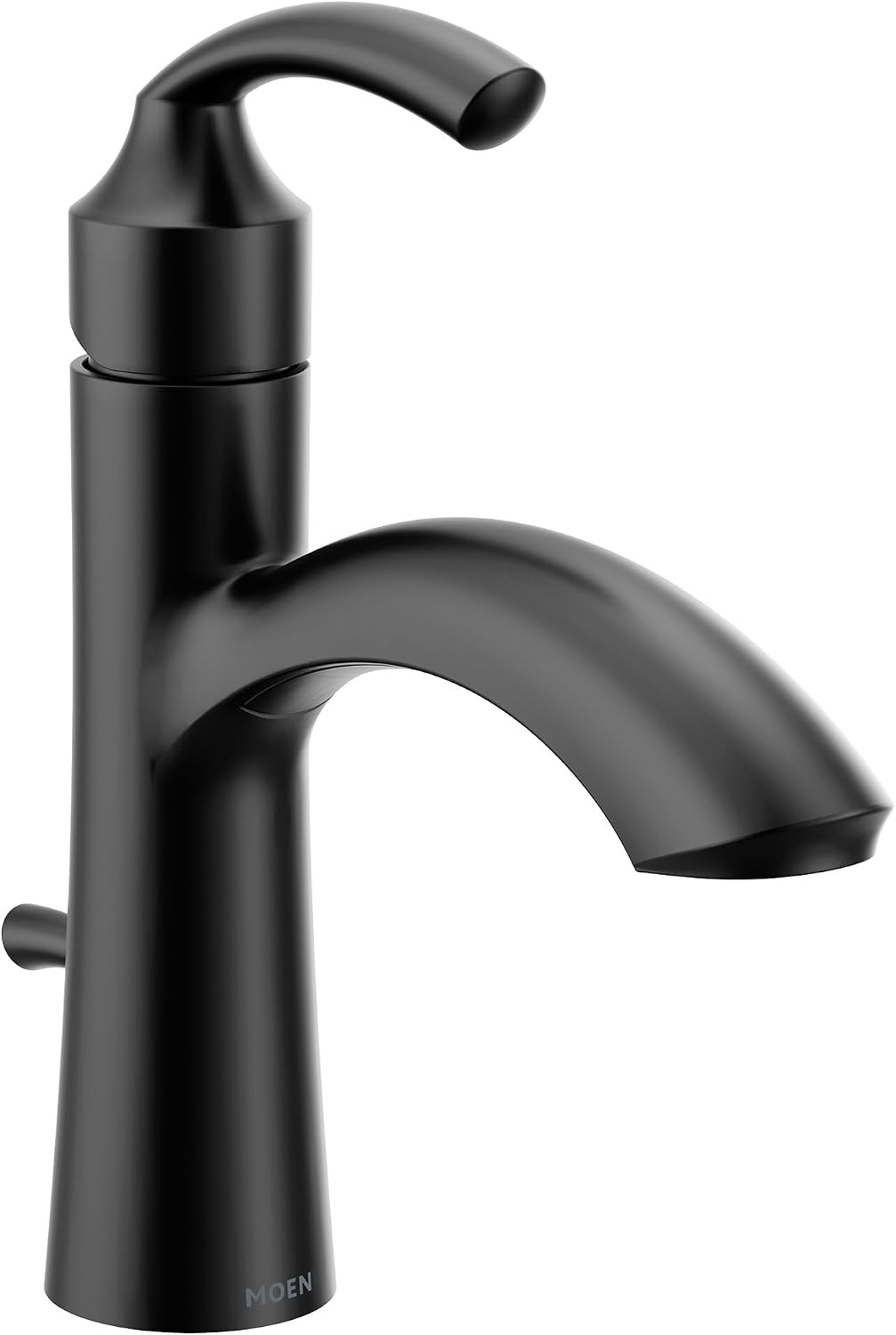 Moen 6170BL Glyde Single Handle Bathroom Sink Faucet with Optional Deckplate, Matte Black