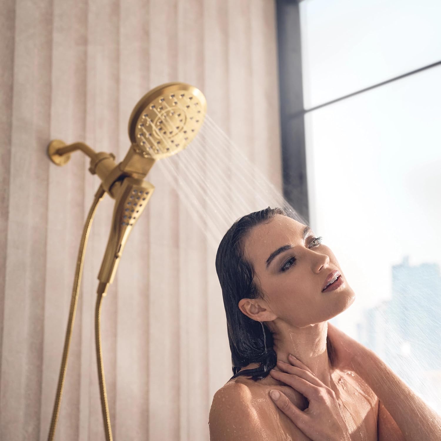 Moen Verso Magnetix Handheld & Rain Shower Head Combo, Brushed Gold