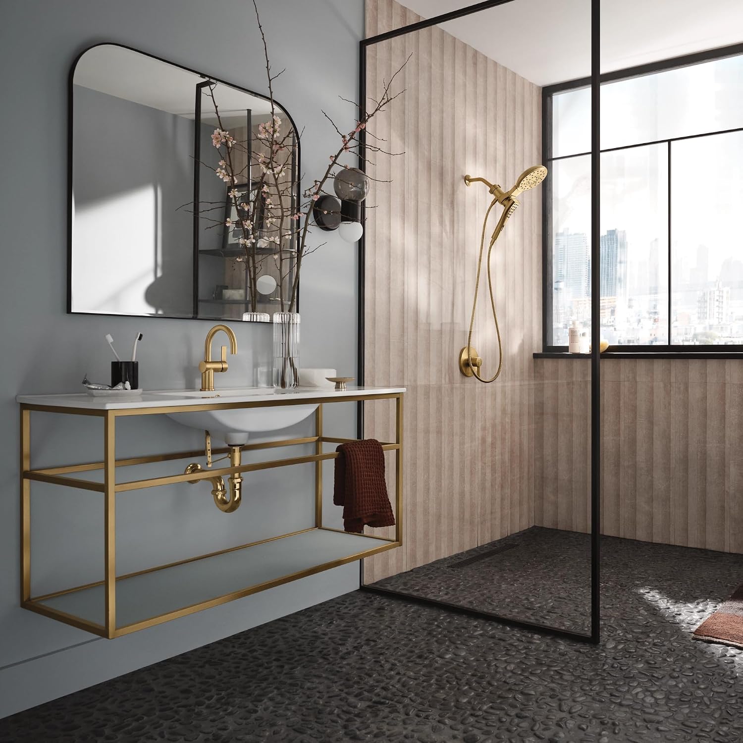 Moen Verso Magnetix Handheld & Rain Shower Head Combo, Brushed Gold
